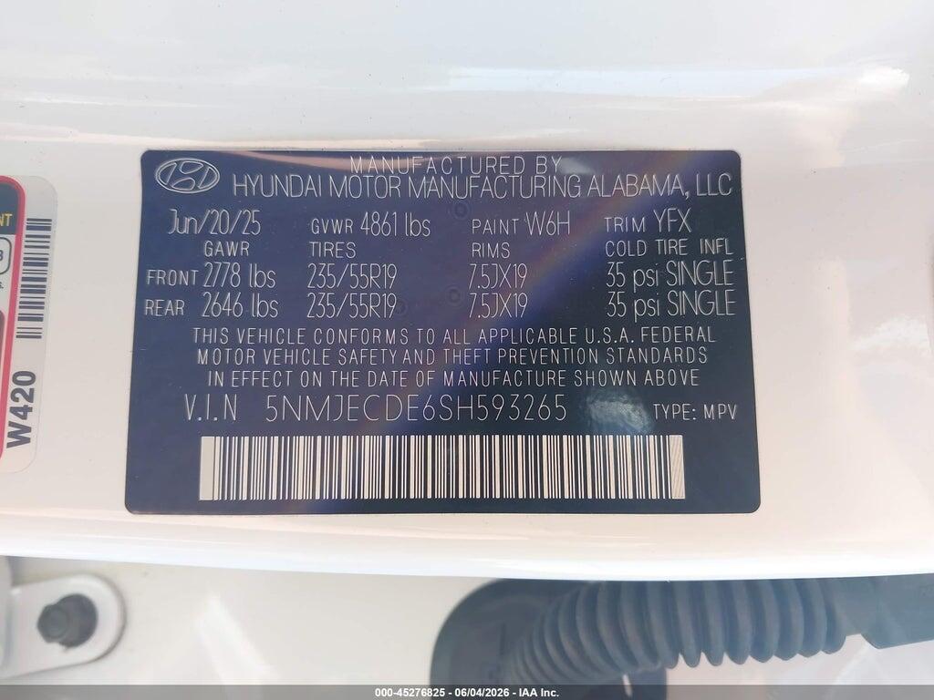 5NMJECDE6SH593265 2025 HYUNDAI TUCSON photo no. 9