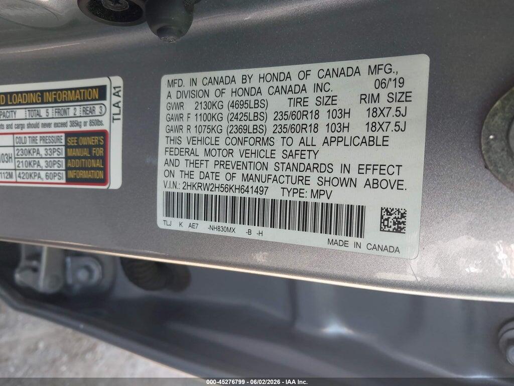 2HKRW2H56KH641497 2019 HONDA CR-V photo no. 9