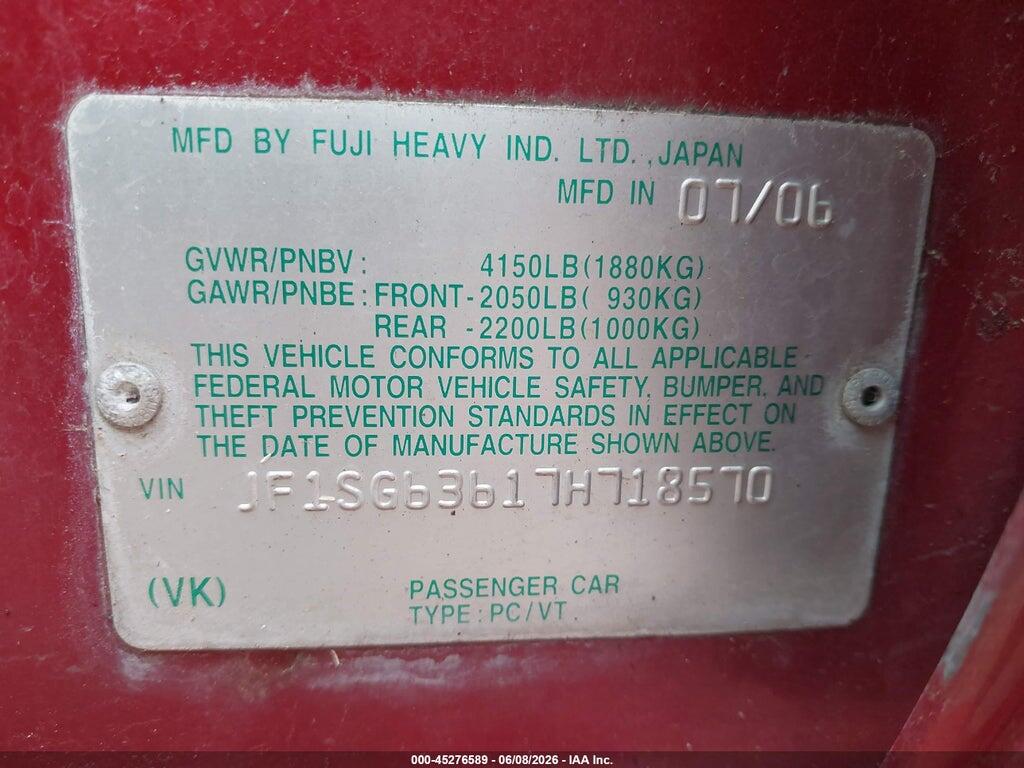 JF1SG63617H718570 2007 SUBARU FORESTER photo no. 9