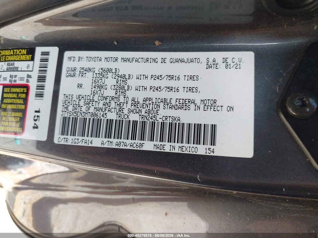 3TYSX5EN3MT006145 2021 TOYOTA TACOMA photo no. 9