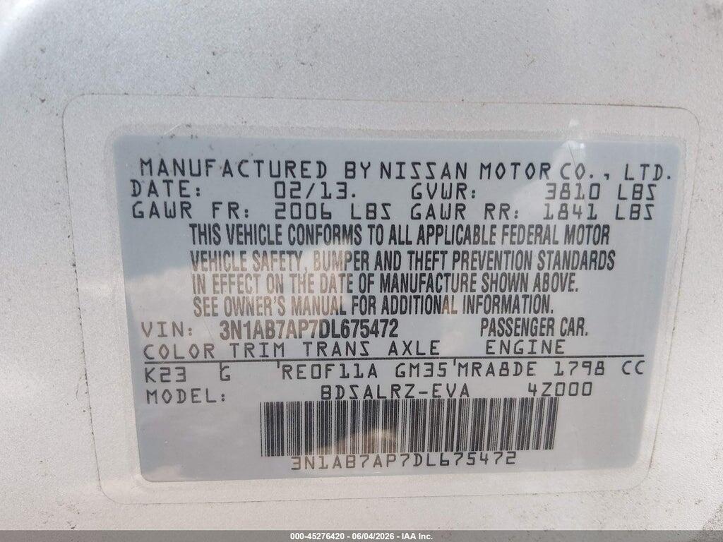 3N1AB7AP7DL675472 2013 NISSAN SENTRA photo no. 9