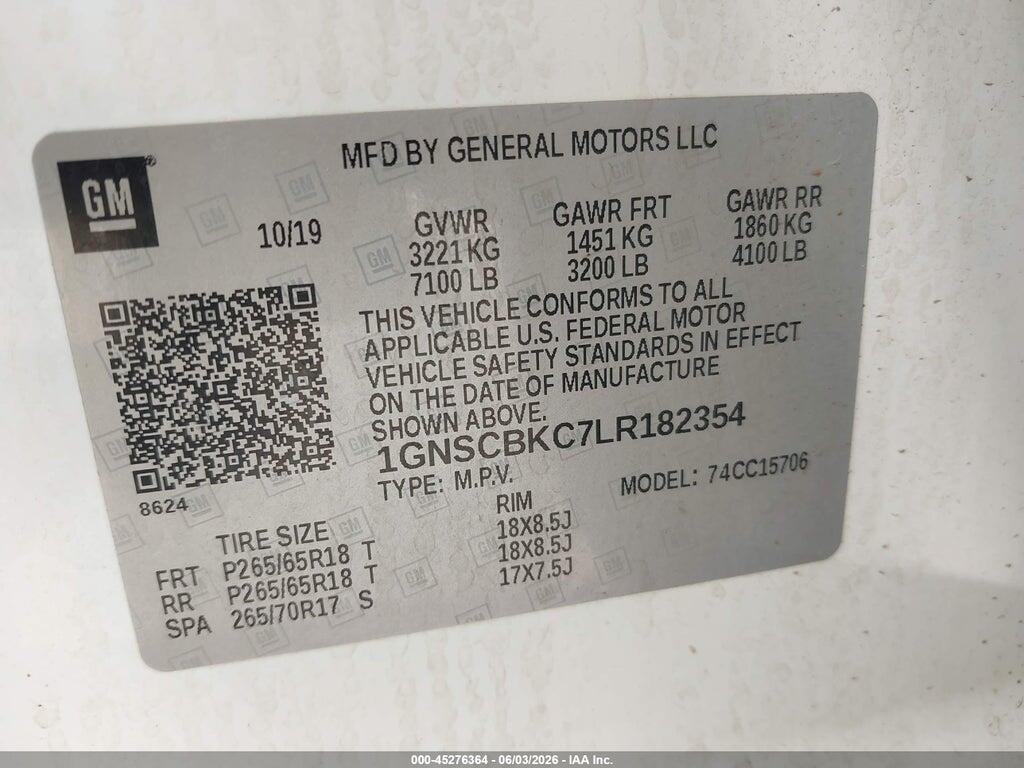 1GNSCBKC7LR182354 2020 CHEVROLET TAHOE photo no. 9