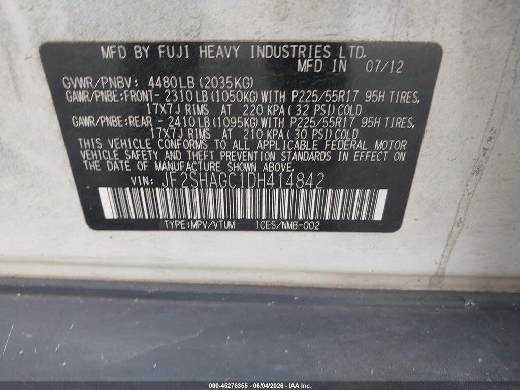 JF2SHAGC1DH414842 2013 SUBARU FORESTER photo no. 9
