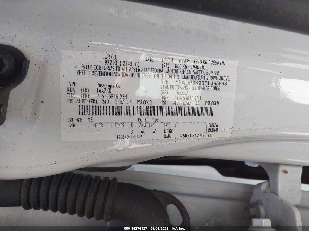 1FADP3K20EL365898 2014 FORD FOCUS photo no. 9