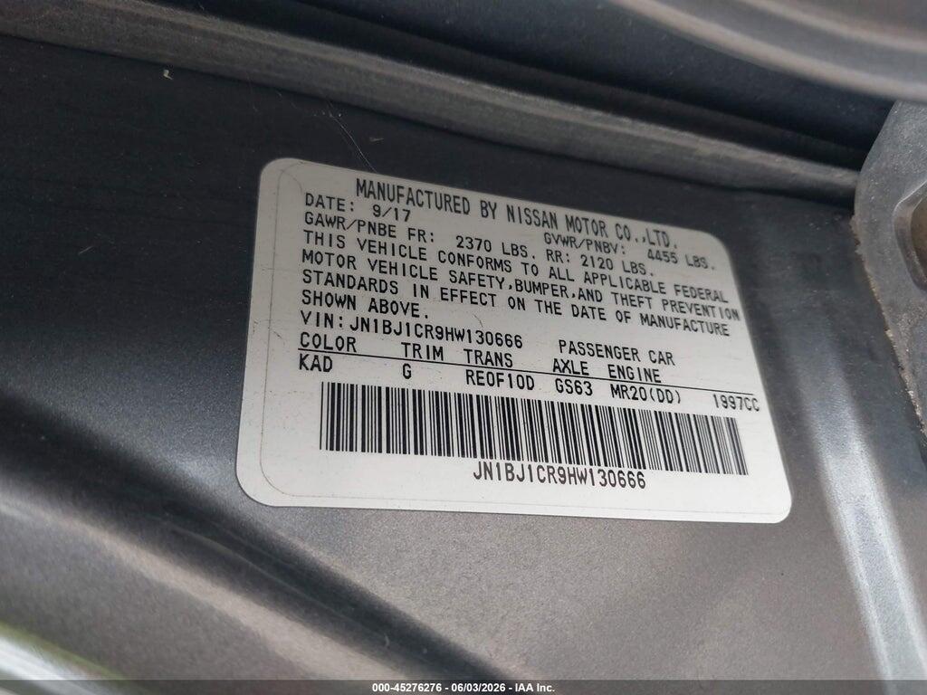 JN1BJ1CR9HW130666 2017 NISSAN ROGUE SPORT photo no. 9