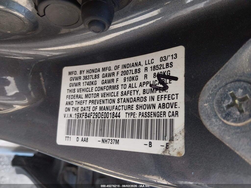 19XFB4F29DE001844 2013 HONDA CIVIC HYBRID photo no. 9