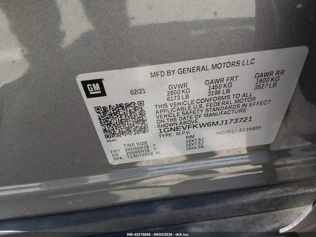 1GNEVFKW6MJ173721 2021 CHEVROLET TRAVERSE photo no. 9