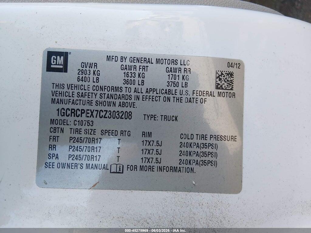 1GCRCPEX7CZ303208 2012 CHEVROLET SILVERADO 1500 photo no. 9