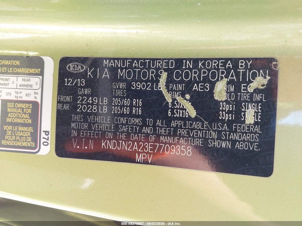 KNDJN2A23E7709358 2014 KIA SOUL photo no. 9