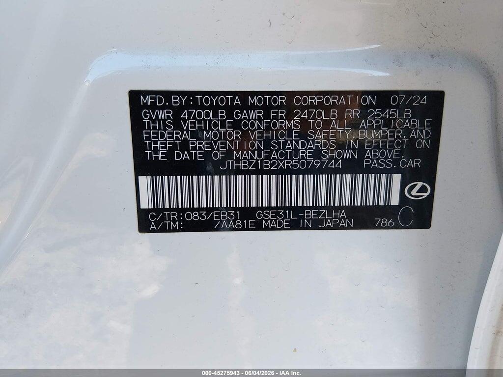 JTHBZ1B2XR5079744 2024 LEXUS IS 350 photo no. 9