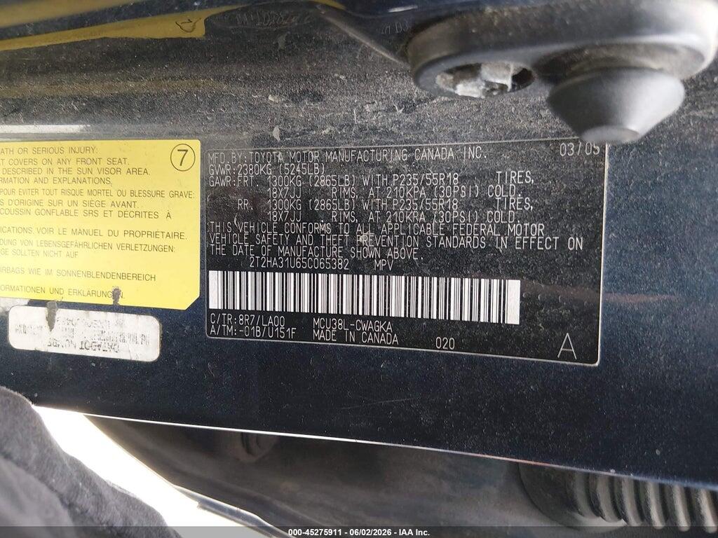 2T2HA31U65C065382 2005 LEXUS RX 330 photo no. 9
