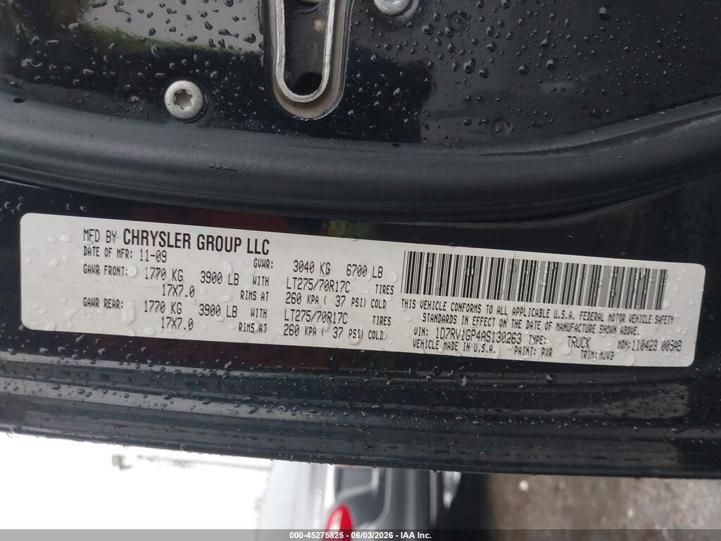 1D7RV1GP4AS130263 2010 DODGE RAM 1500 photo no. 9
