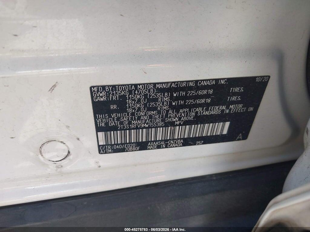 2T3S1RFV9MW155385 2021 TOYOTA RAV4 photo no. 9