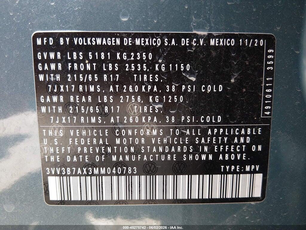 3VV3B7AX3MM040783 2021 VOLKSWAGEN TIGUAN photo no. 9