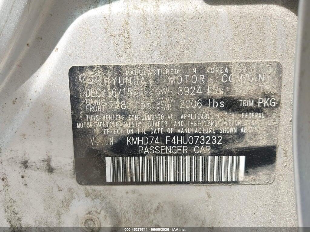 KMHD74LF4HU073232 2017 HYUNDAI ELANTRA photo no. 9
