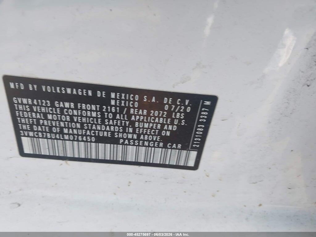 3VWCB7BU4LM076450 2020 VOLKSWAGEN JETTA photo no. 9