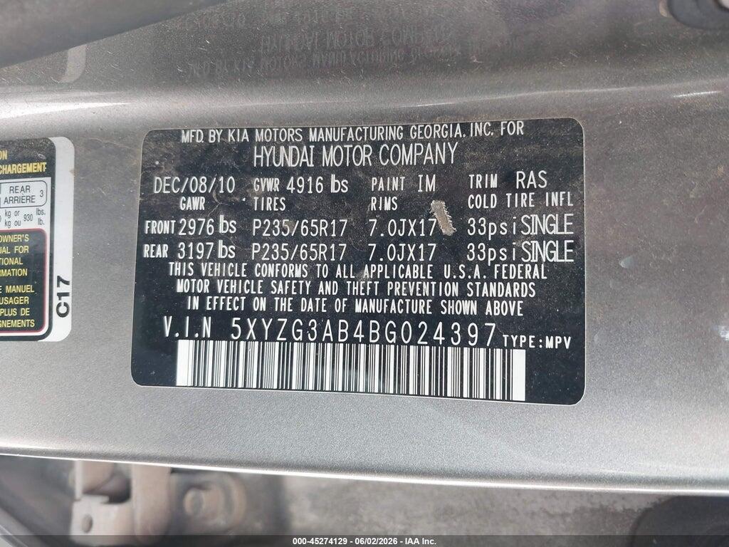 5XYZG3AB4BG024397 2011 HYUNDAI SANTA FE photo no. 9