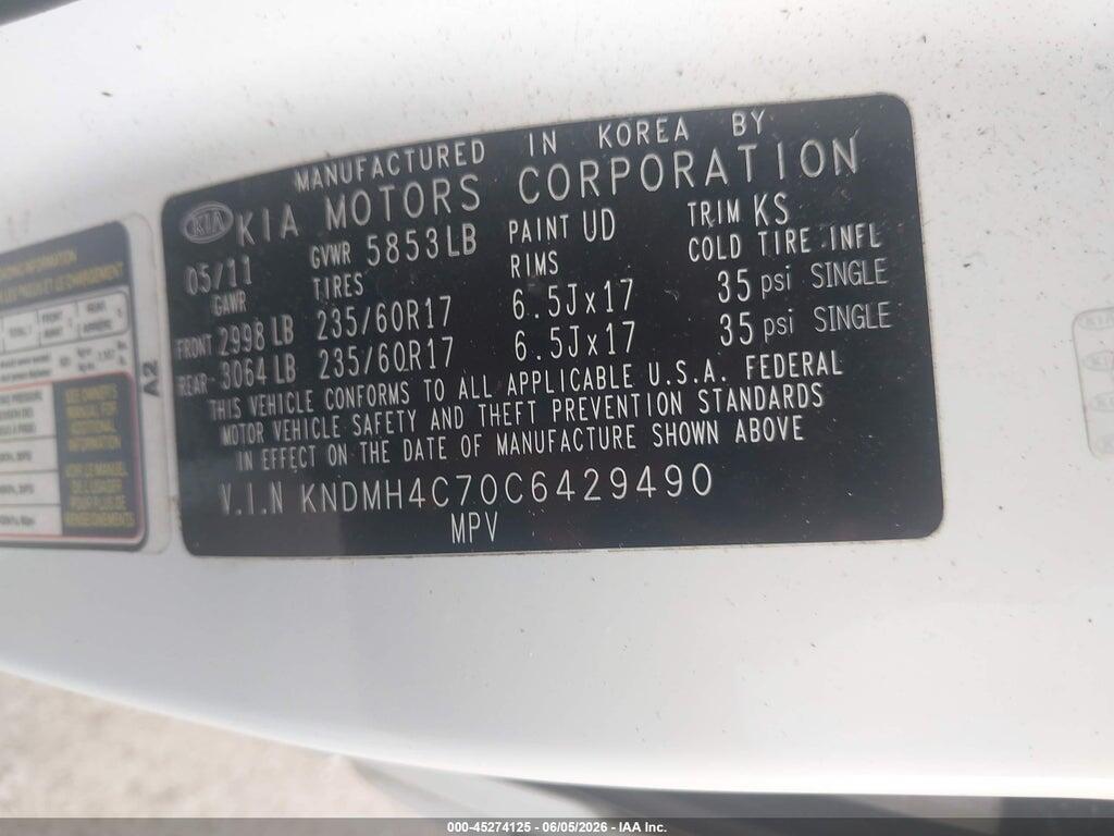 KNDMH4C70C6429490 2012 KIA SEDONA photo no. 9