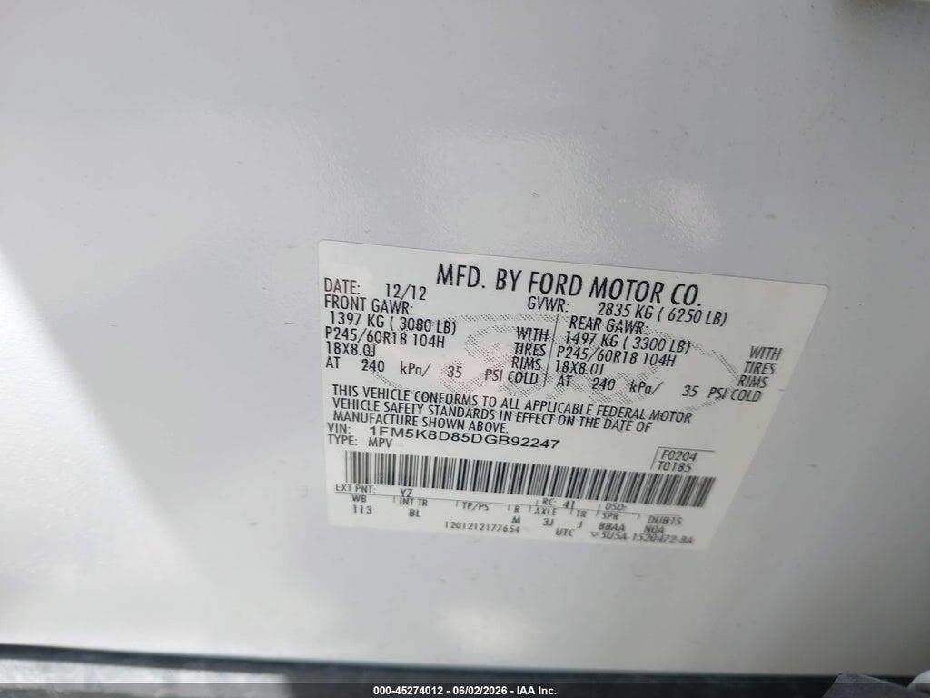 1FM5K8D85DGB92247 2013 FORD EXPLORER photo no. 9
