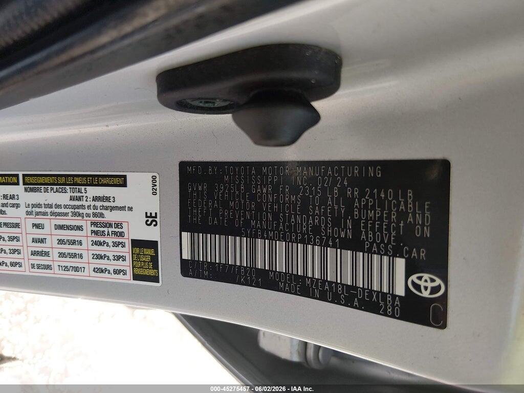 5YFB4MDE0RP136741 2024 TOYOTA COROLLA photo no. 9