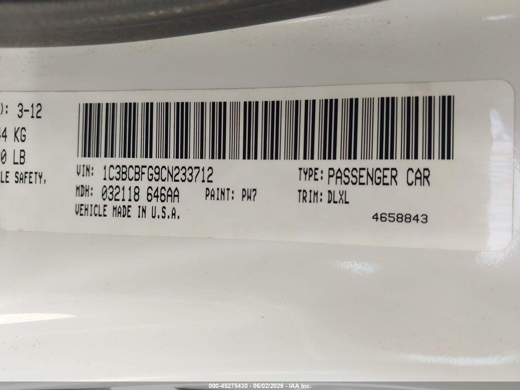 1C3BCBFG9CN233712 2012 CHRYSLER 200 photo no. 9