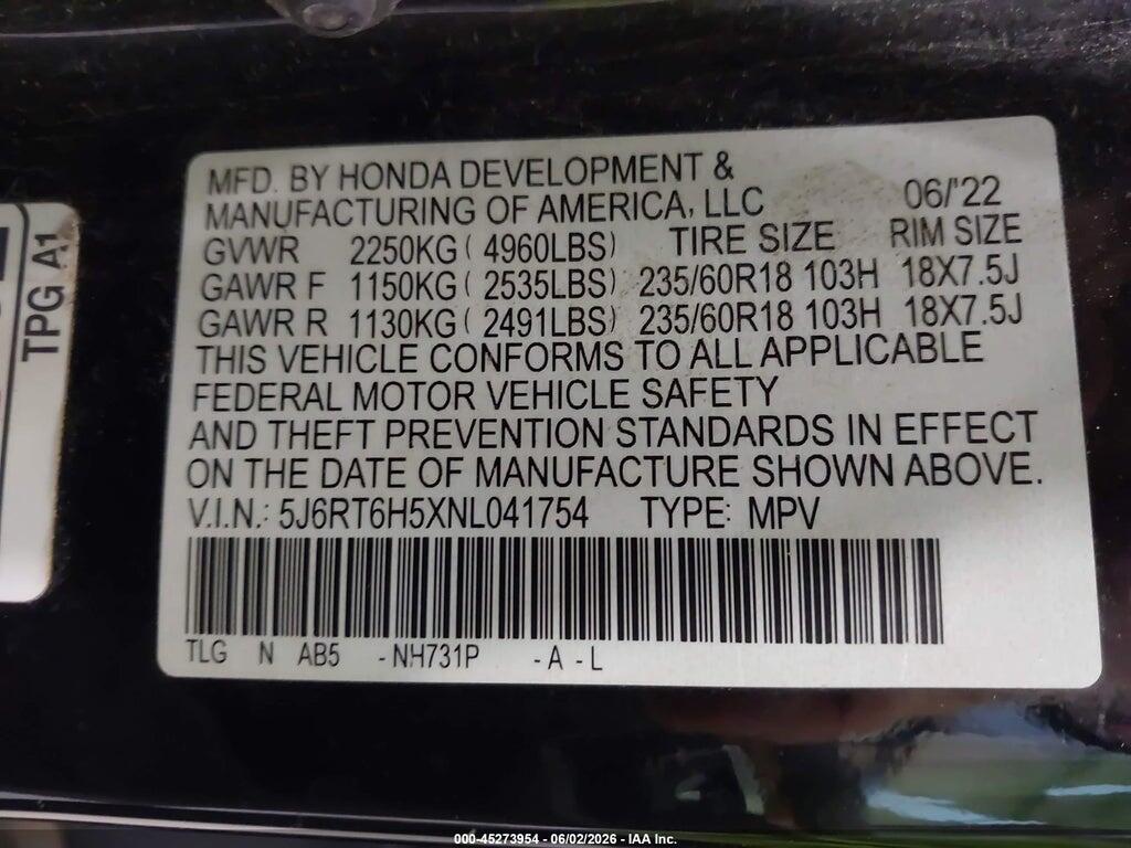 5J6RT6H5XNL041754 2022 HONDA CR-V HYBRID photo no. 9
