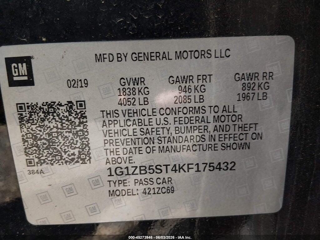 1G1ZB5ST4KF175432 2019 CHEVROLET MALIBU photo no. 9