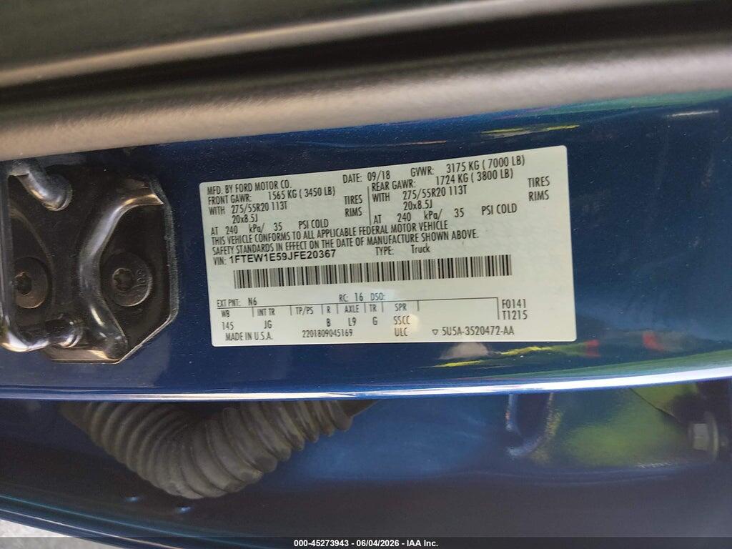 1FTEW1E59JFE20367 2018 FORD F-150 photo no. 9