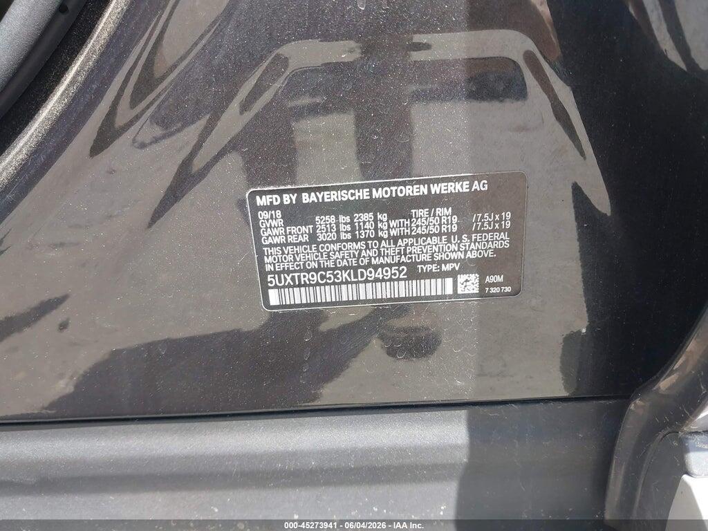5UXTR9C53KLD94952 2019 BMW X3 photo no. 9
