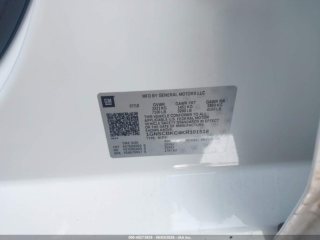 1GNSCBKC4KR101518 2019 CHEVROLET TAHOE photo no. 9
