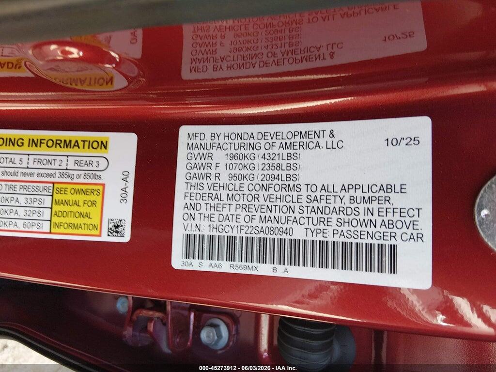 1HGCY1F22SA080940 2025 HONDA ACCORD photo no. 9