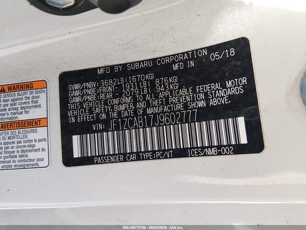 JF1ZCAB17J9602777 2018 SUBARU BRZ photo no. 9