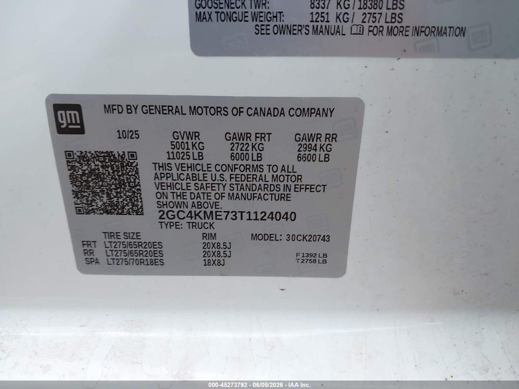 2GC4KME73T1124040 2026 CHEVROLET SILVERADO 2500 HD photo no. 9