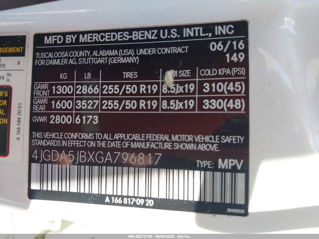 4JGDA5JBXGA796817 2016 MERCEDES-BENZ GLE 350 photo no. 9