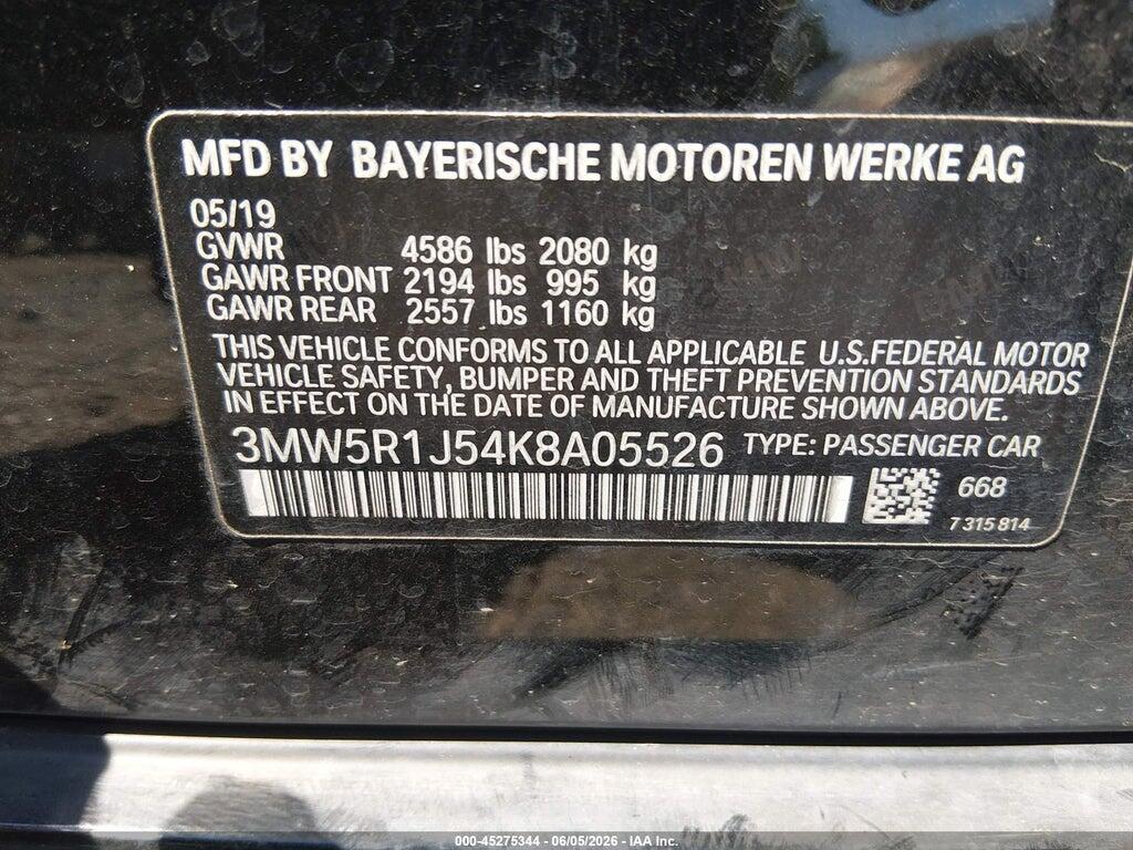 3MW5R1J54K8A05526 2019 BMW 330I photo no. 9