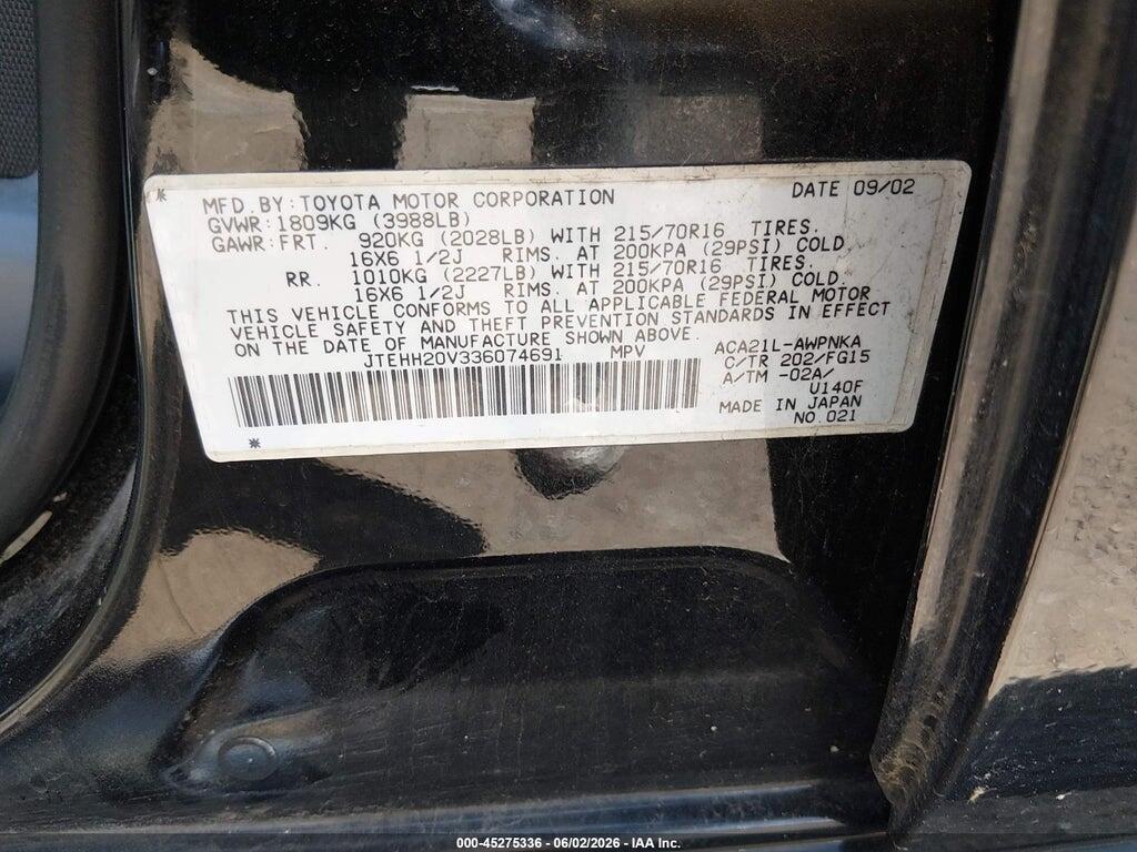 JTEHH20V336074691 2003 TOYOTA RAV4 photo no. 9