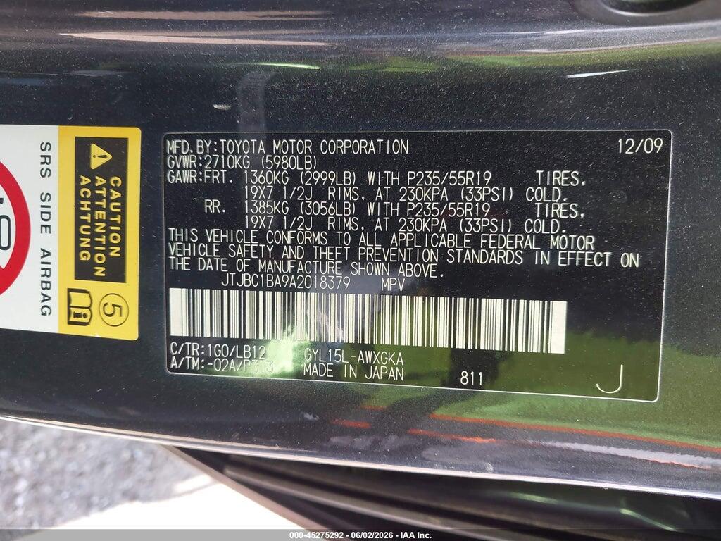 JTJBC1BA9A2018379 2010 LEXUS RX 450H photo no. 9