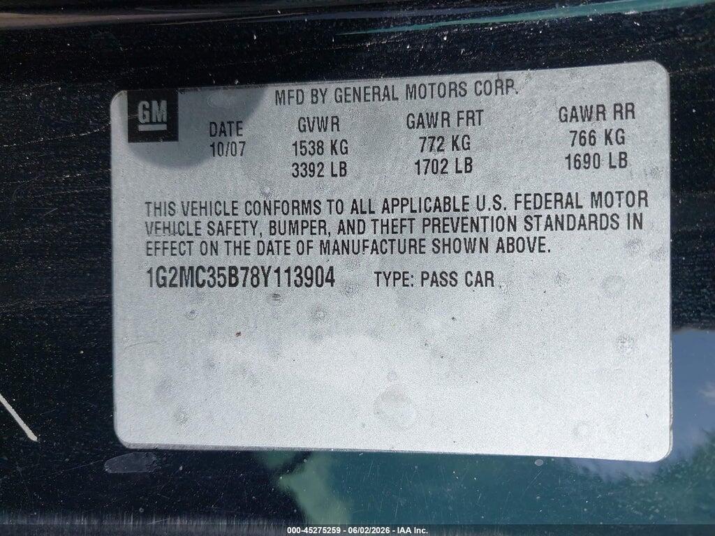 1G2MC35B78Y113904 2008 PONTIAC SOLSTICE photo no. 9