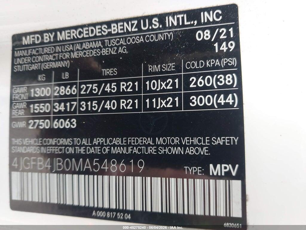 4JGFB4JB0MA548619 2021 MERCEDES-BENZ GLE 350 photo no. 9