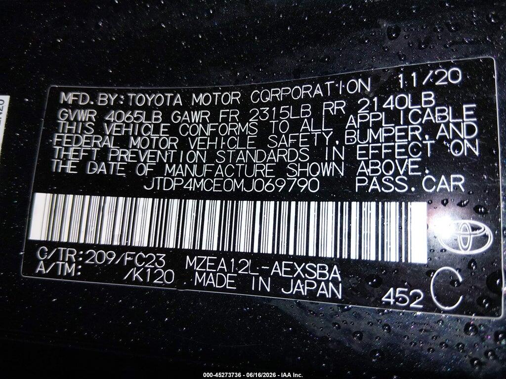 JTDP4MCE0MJ069790 2021 TOYOTA COROLLA photo no. 9