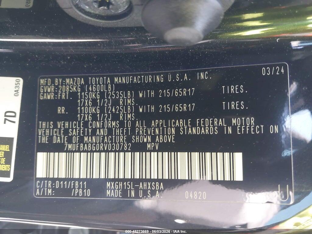 7MUFBABG0RV030782 2024 TOYOTA COROLLA CROSS HYBRID photo no. 9