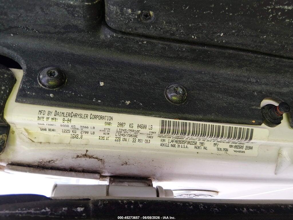 1J4FA69S95P302250 2005 JEEP WRANGLER photo no. 9