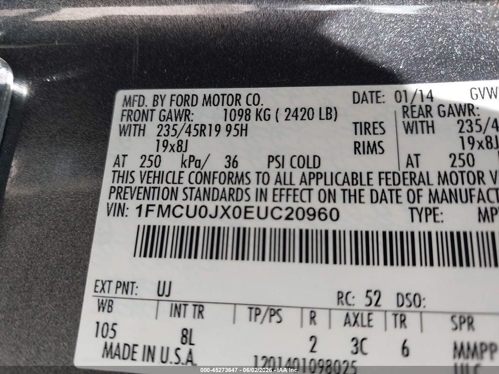 1FMCU0JX0EUC20960 2014 FORD ESCAPE photo no. 9