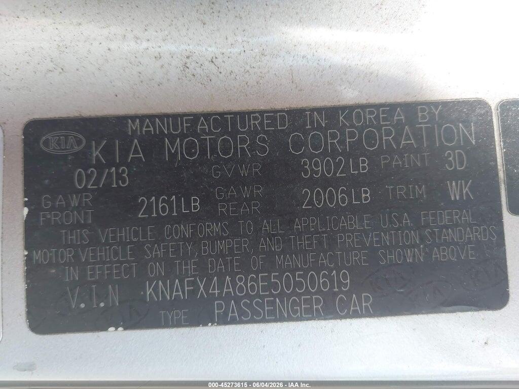 KNAFX4A86E5050619 2014 KIA FORTE photo no. 9