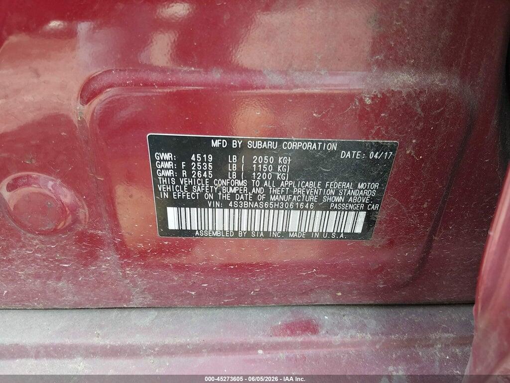 4S3BNAS65H3061646 2017 SUBARU LEGACY photo no. 9