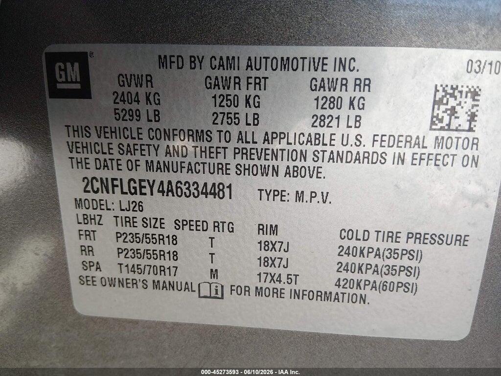 2CNFLGEY4A6334481 2010 CHEVROLET EQUINOX photo no. 9