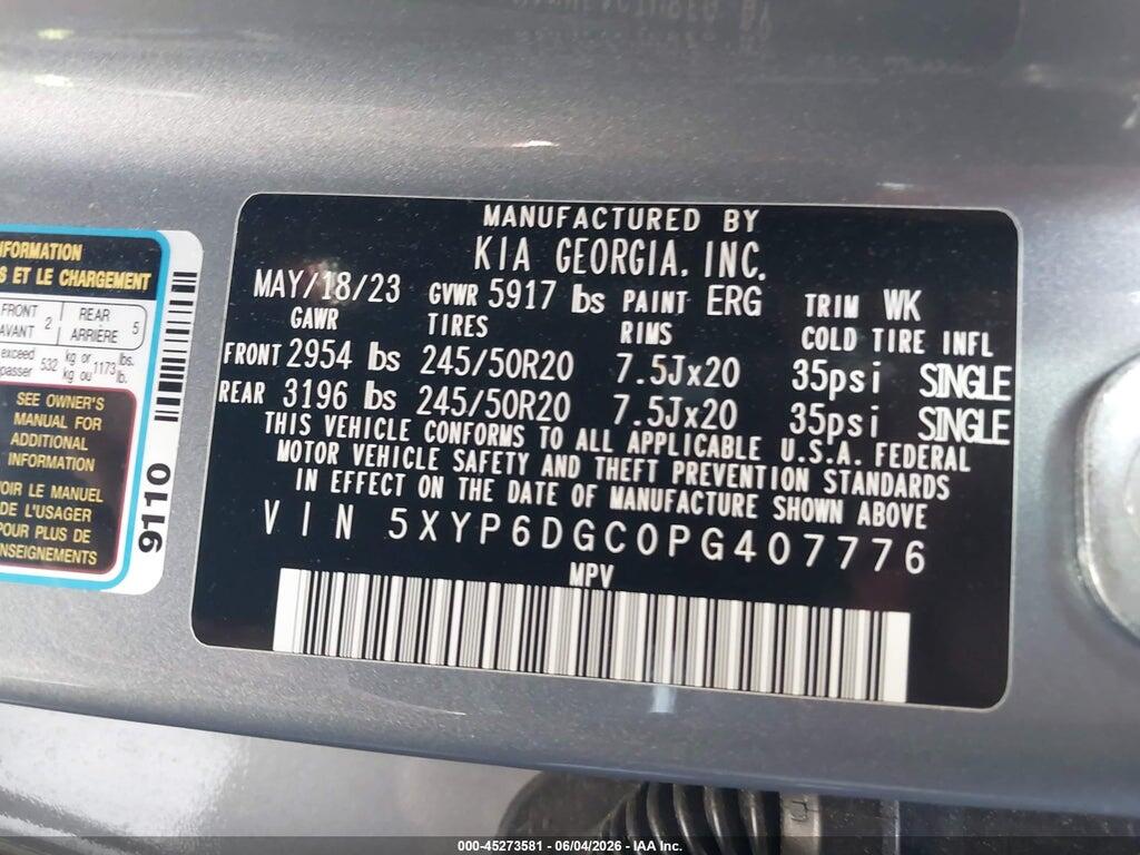 5XYP6DGC0PG407776 2023 KIA TELLURIDE photo no. 9