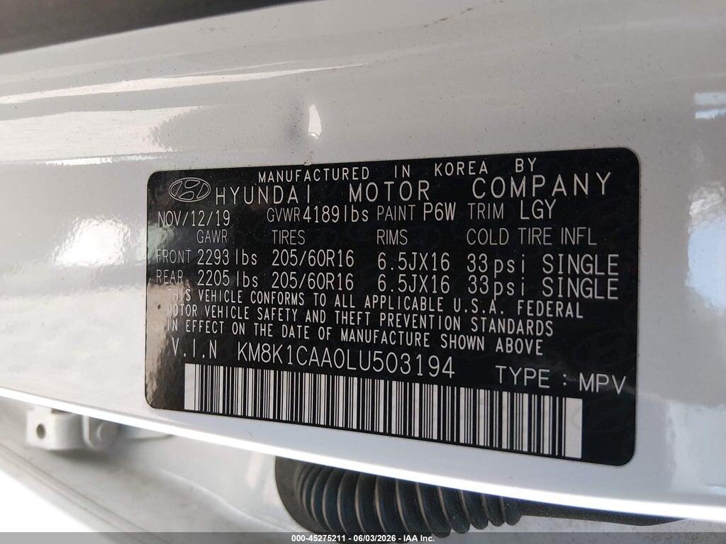 KM8K1CAA0LU503194 2020 HYUNDAI KONA photo no. 9