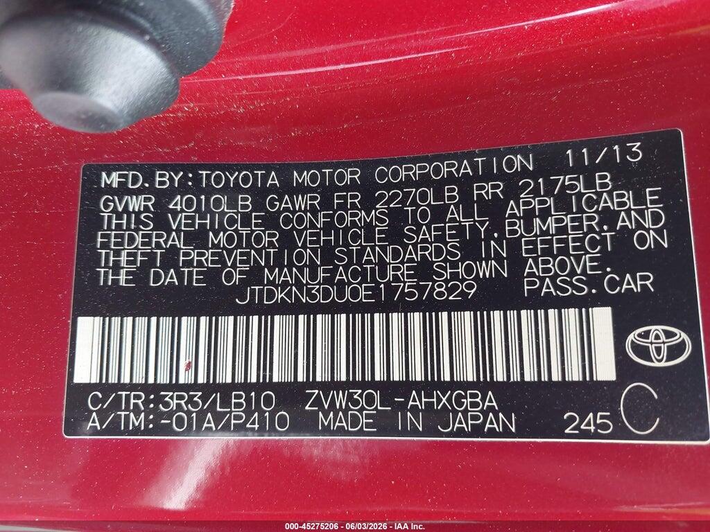 JTDKN3DU0E1757829 2014 TOYOTA PRIUS photo no. 9