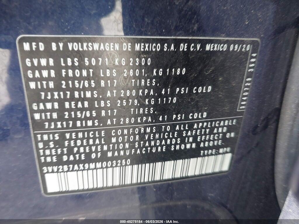 3VV2B7AX9MM003250 2021 VOLKSWAGEN TIGUAN photo no. 9
